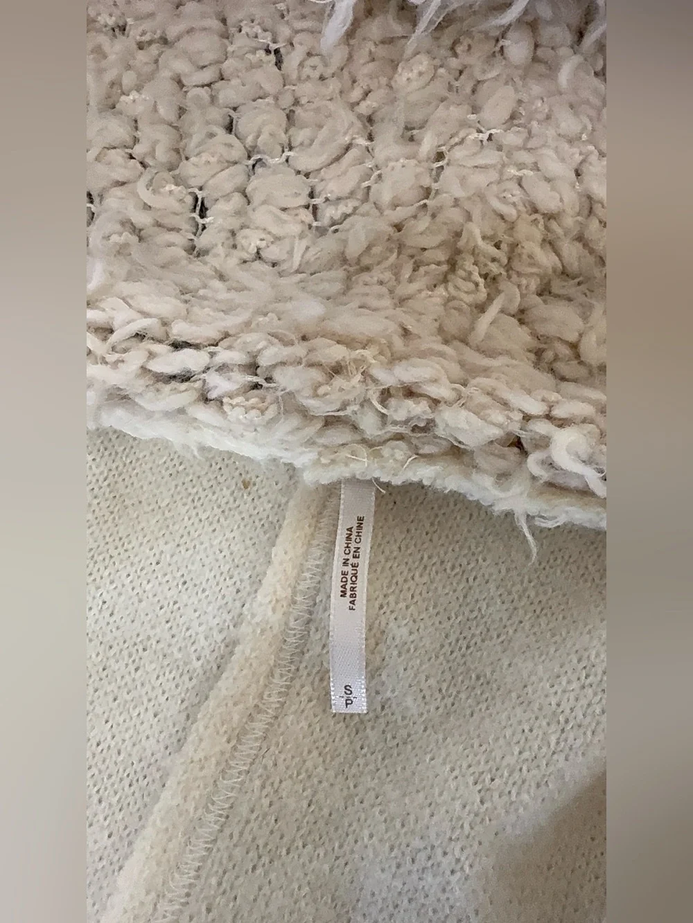 Free People Cream Hooded Zip Nordic Jacket